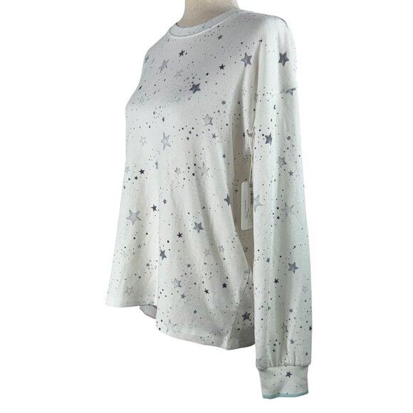 NWT P.J. SALVAGE Crewneck Long Sleeve Pajama Lounge Top Ivory & Gray Sta… - Picture 4 of 15